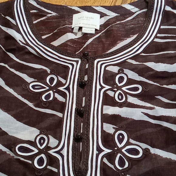 KATE SPADE Womens Dress XS  Preowned Tunic BROWN Animal Print SHEER Party Resort - Picture 12 of 14